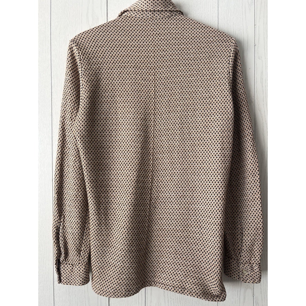 Vintage 1970s Donegal Knit Shirt Spear Point Western Disco Micro Print Long Slee - Picture 7 of 13